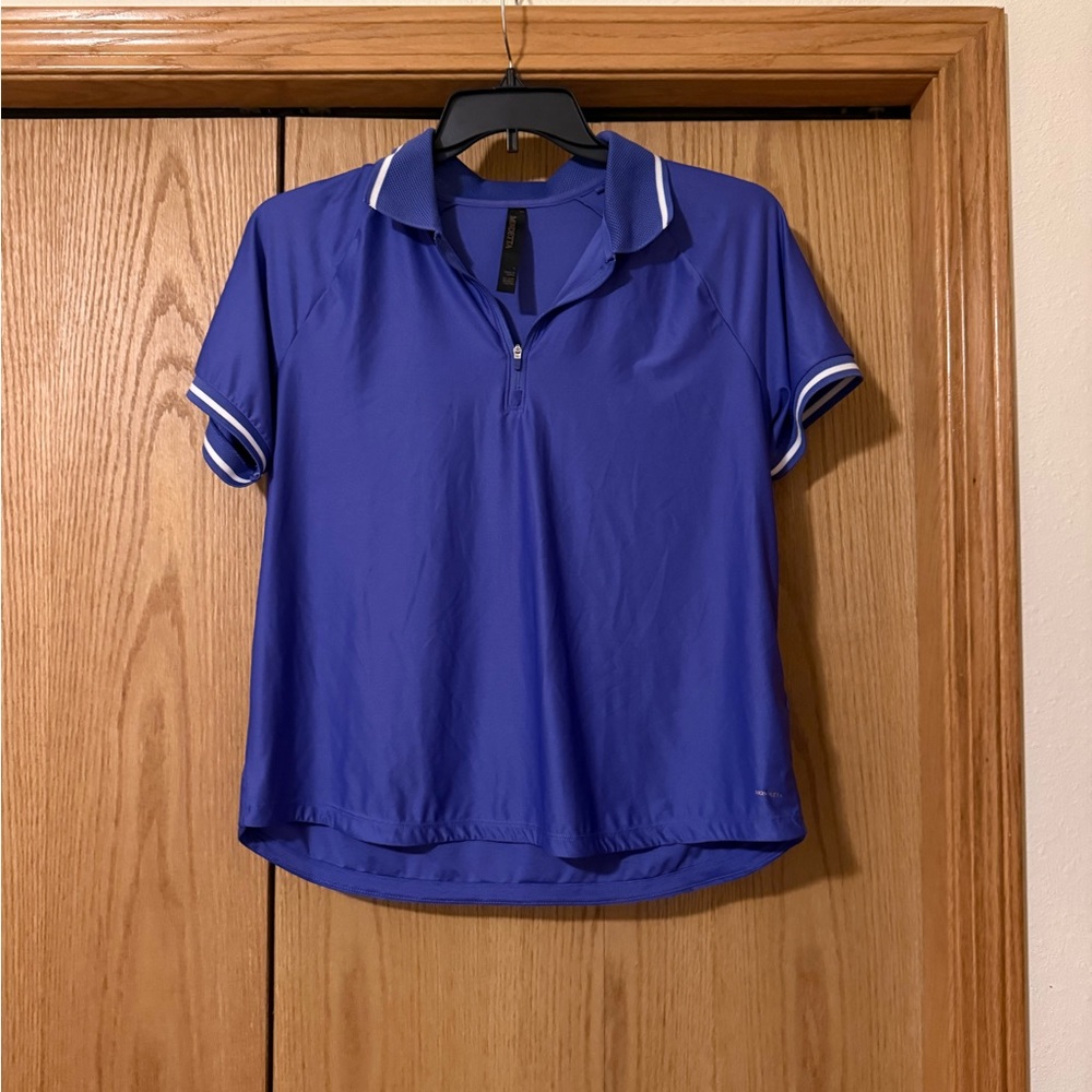 Mondetta Short-Sleeve Polo Top in Cobalt Blue with White Trim‎